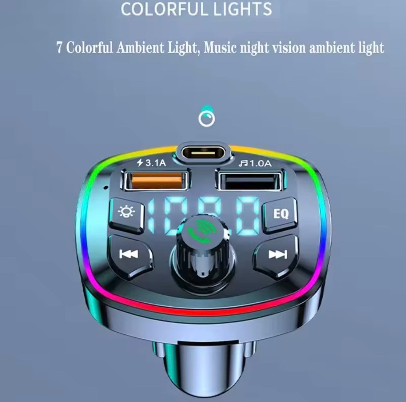 Car Cigarette Lighter PD, Fast Charging 3.1A, Bluetooth Receiver Lossless Mp3, USB Converter with Display
