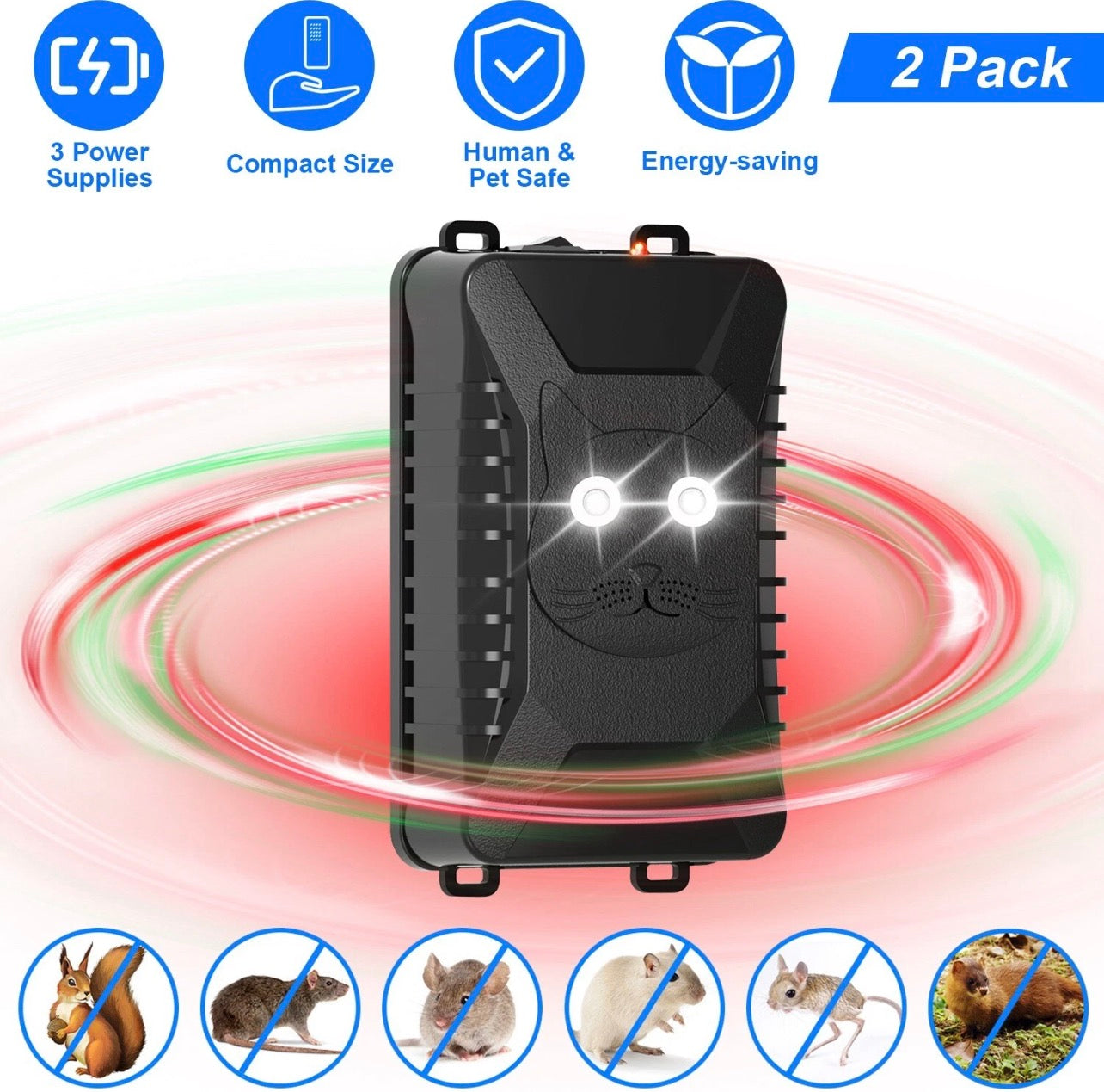 2 Pack/ Ultrasonic Rodent Deterrent