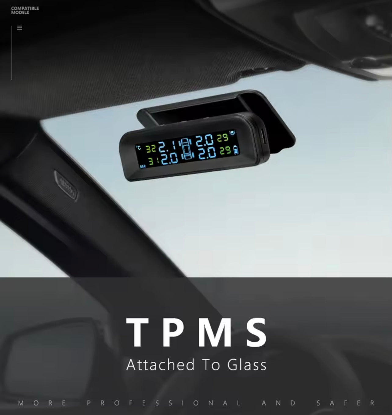 Tire Pressure Monitoring System (TPMS) – Solar & USB Charging