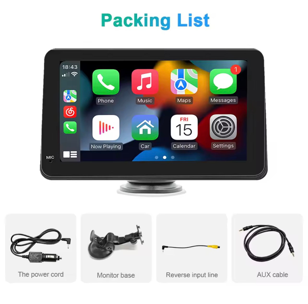 Drivemate Portable 7-inch IPS Touch Screen CarPlay/Android Auto Multimedia Player with GPS, WiFi, Bluetooth