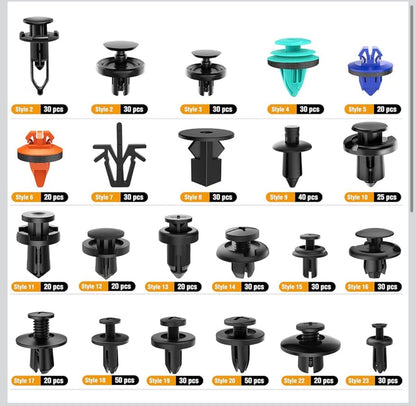 680Pcs Car Push Retainer Clips & Auto Fasteners Assortment - 22 Popular Sizes Nylon Bumper Fender Rivets with 10 Cable Ties universal fit