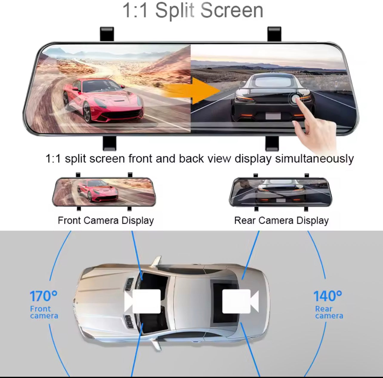 4k Smart Mirror Dash Camera for cars/trucks night vision included and rear view camera