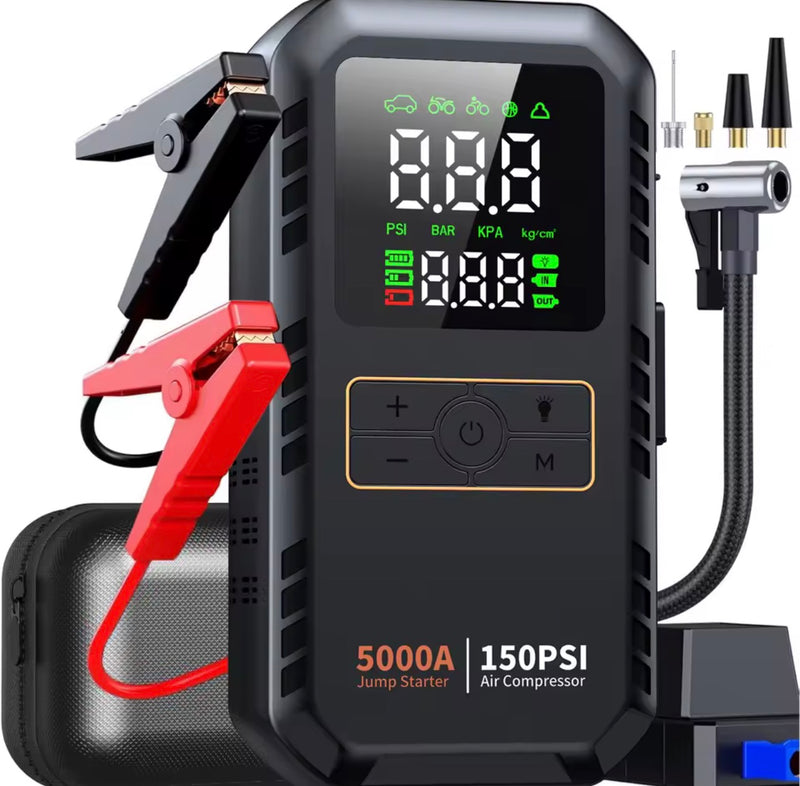5000A Jump Starter Battery Booster 150Psi Air Pump Multi-function