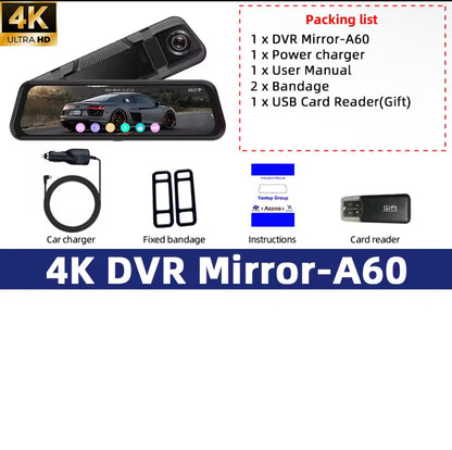 4k Smart Mirror Dash Camera for cars/trucks night vision included and rear view camera
