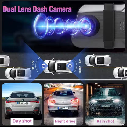 4k Smart Mirror Dash Camera for cars/trucks night vision included and rear view camera