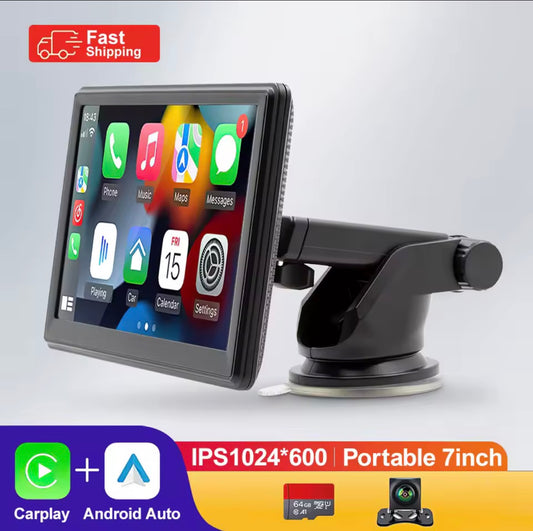 Drivemate Portable 7-inch IPS Touch Screen CarPlay/Android Auto Multimedia Player with GPS, WiFi, Bluetooth