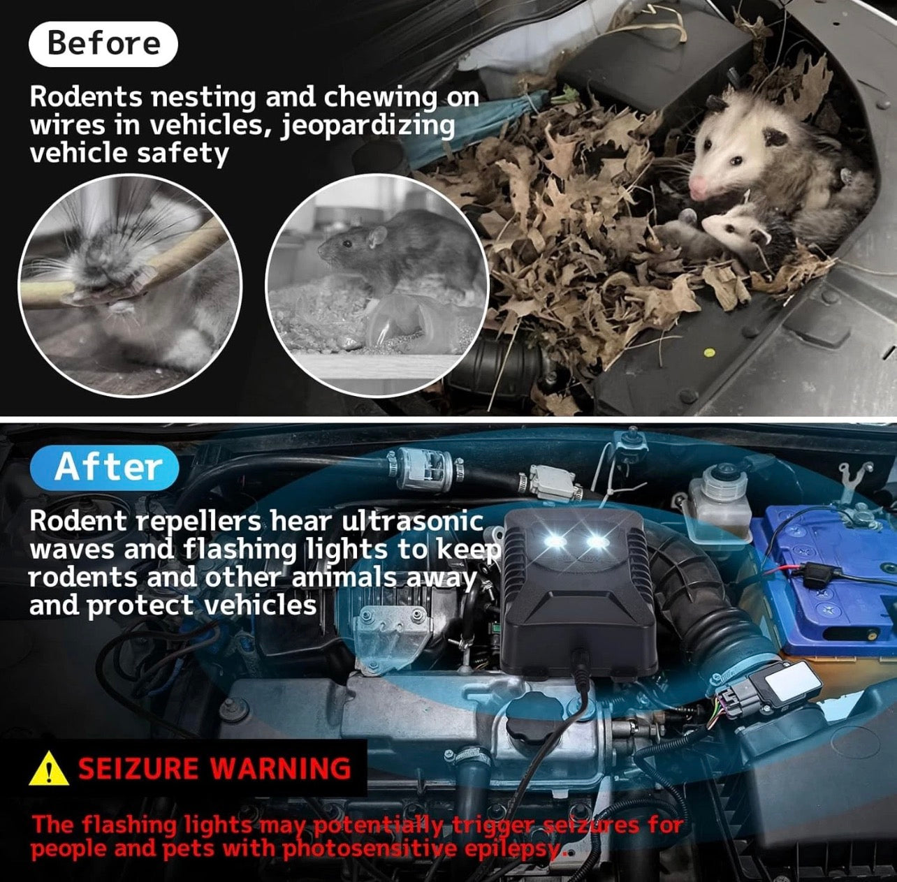 2 Pack/ Ultrasonic Rodent Deterrent