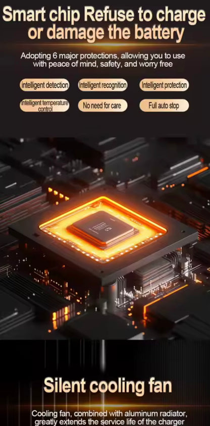 12V 6A Smart Car Battery Charger and Maintainer – Intelligent Fast Charging with LCD Display & Repair Function